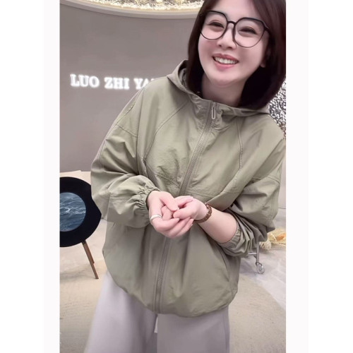 時尚防曬衣女外套2025春夏季新款薄款純色休閒百搭連帽防曬服上衣