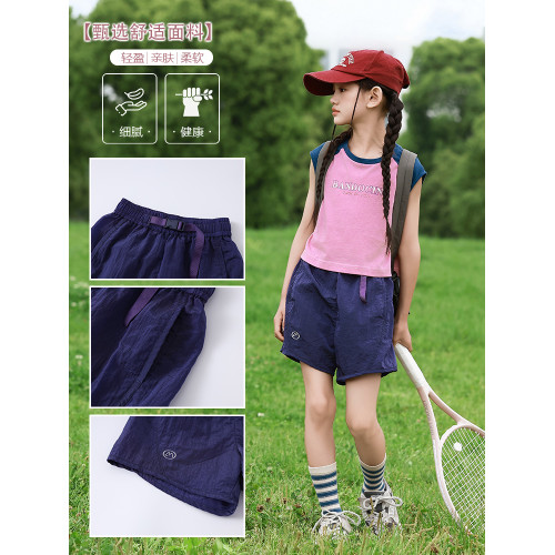 親子女童褲子夏季薄款洋氣中大童2025新款兒童夏裝休閒運動短褲子