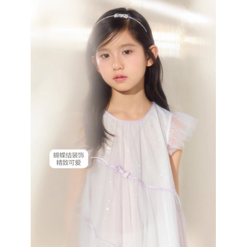 巴拉巴拉女童連衣裙中大童網紗公主裙兒童裙子2025夏裝新款童裝潮