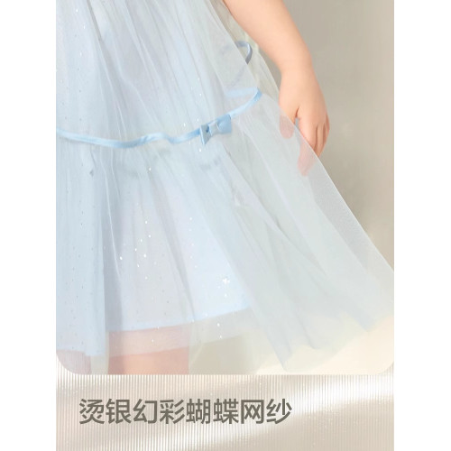 巴拉巴拉女童連衣裙中大童網紗公主裙兒童裙子2025夏裝新款童裝潮