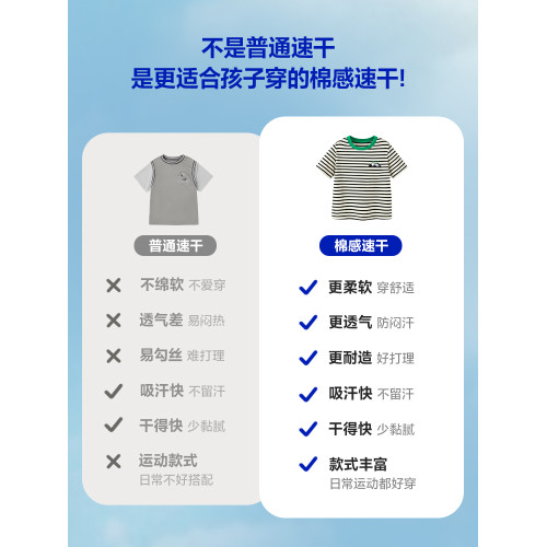迷你巴拉男童短袖T恤兒童純棉速乾上衣t夏季女童一家四口親子裝薄