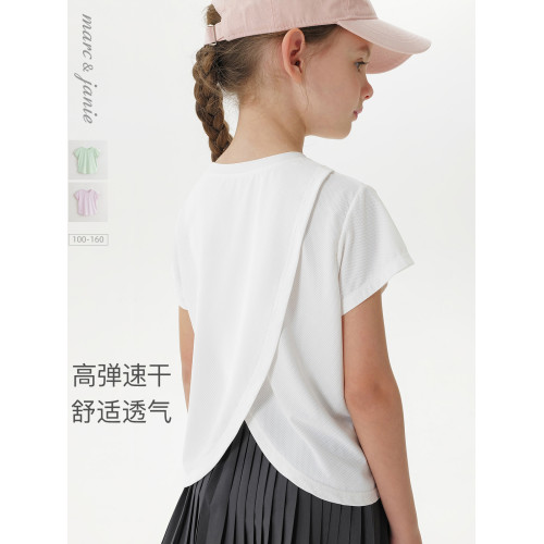 【速乾衣】馬克珍妮女童高彈透氣運動短袖T恤上衣夏裝新款550389