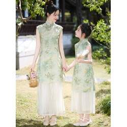 女童旗袍連衣裙夏季2025新款兒童風漢服新中式古風公主親子裝
