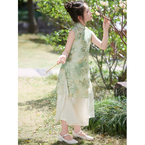 女童旗袍連衣裙夏季2025新款兒童風漢服新中式古風公主親子裝
