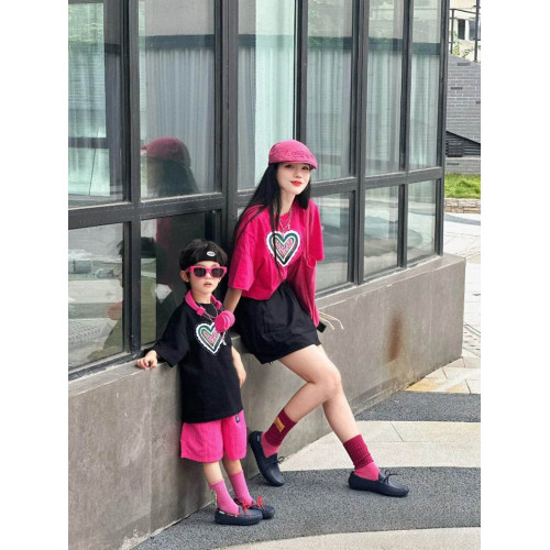 高級親子裝夏母女母子t恤一家三口四口短袖炸街洋氣男童女寶度假