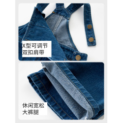 親子裝牛仔背帶褲夏季男女童母女裝表演舞蹈幼兒園班服合唱演出服