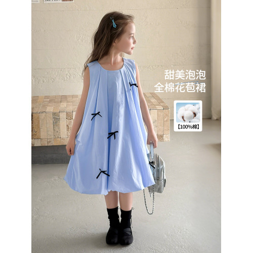 圖圖小象童裝女童夏連衣裙2026新款兒童a字裙顯瘦遮肉背心裙女孩