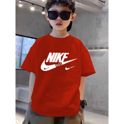 潮牌2025夏裝新款兒童紅色上衣純棉體恤男童短袖T恤女童親子裝8