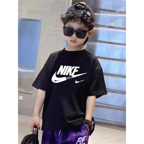 潮牌2025夏裝新款兒童紅色上衣純棉體恤男童短袖T恤女童親子裝8