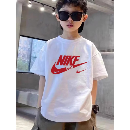 潮牌2025夏裝新款兒童紅色上衣純棉體恤男童短袖T恤女童親子裝8