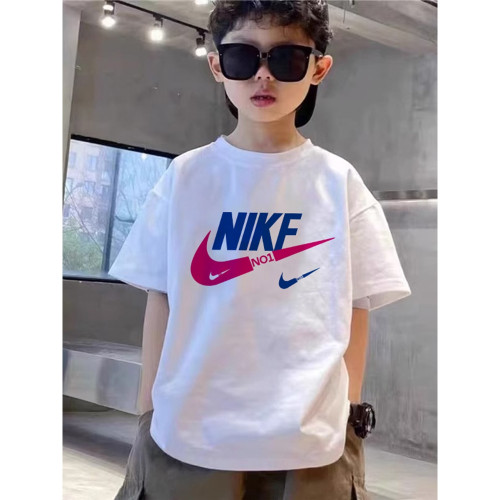 潮牌2025夏裝新款兒童紅色上衣純棉體恤男童短袖T恤女童親子裝8