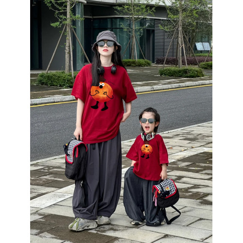 炸街母女母子T恤親子裝一家三口四口旅遊夏季拍照短袖T恤男女童潮