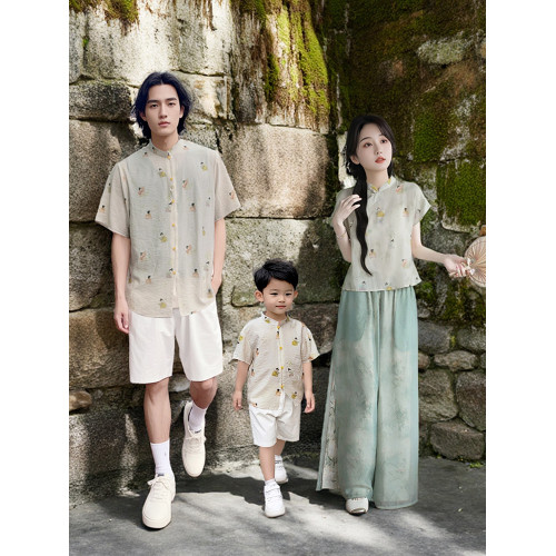 新中式親子裝夏季2025新款一家三口民國風母子母女裝旗袍漢服唐裝