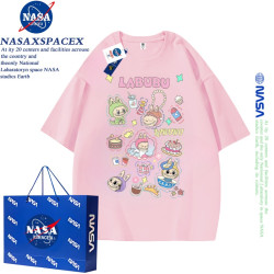 nasa聯名拉布布新款純棉圓領短袖t恤夏季上衣情侶款親子裝