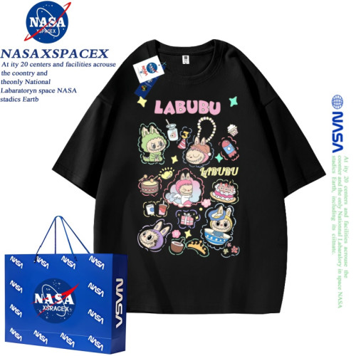 nasa聯名拉布布新款純棉圓領短袖t恤夏季上衣情侶款親子裝