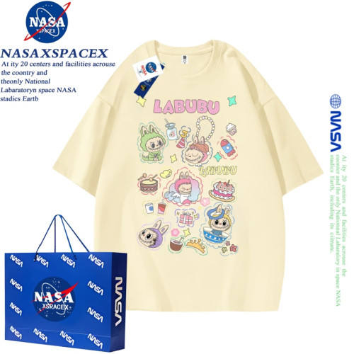 nasa聯名拉布布新款純棉圓領短袖t恤夏季上衣情侶款親子裝