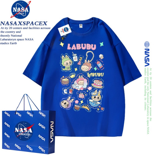 nasa聯名拉布布新款純棉圓領短袖t恤夏季上衣情侶款親子裝