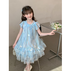 女童夏裝連衣裙2025新款超好看兒童夏季時髦公主裙女孩大童蛋糕裙