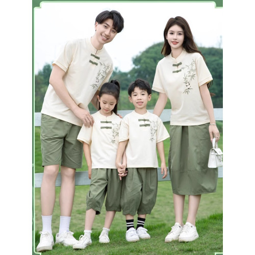新中式親子裝一家三四口母子女夏裝父子短袖全家福親子服國潮漢服
