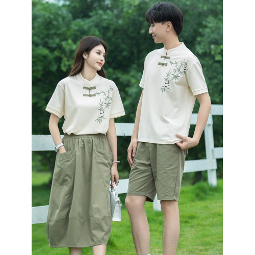 新中式親子裝一家三四口母子女夏裝父子短袖全家福親子服國潮漢服