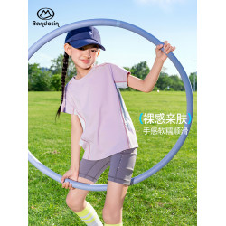 半度閒女童運動速乾衣夏季薄款短袖2025新款兒童夏裝輕薄t恤上衣