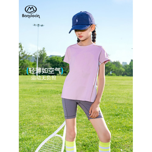 半度閒女童運動速乾衣夏季薄款短袖2025新款兒童夏裝輕薄t恤上衣