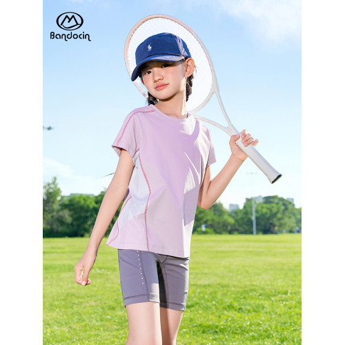 半度閒女童運動速乾衣夏季薄款短袖2025新款兒童夏裝輕薄t恤上衣