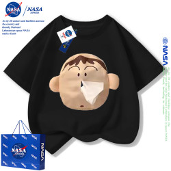 NASA阿呆抽紙兒童搞怪隨身帶紙親子裝短袖T恤夏裝純棉小醜魚衣服