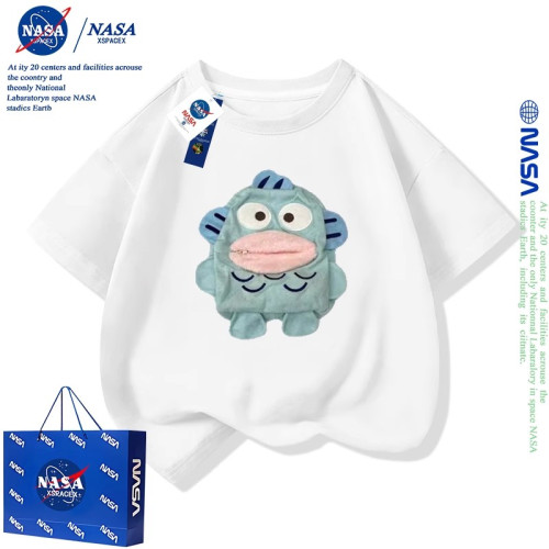 NASA阿呆抽紙兒童搞怪隨身帶紙親子裝短袖T恤夏裝純棉小醜魚衣服