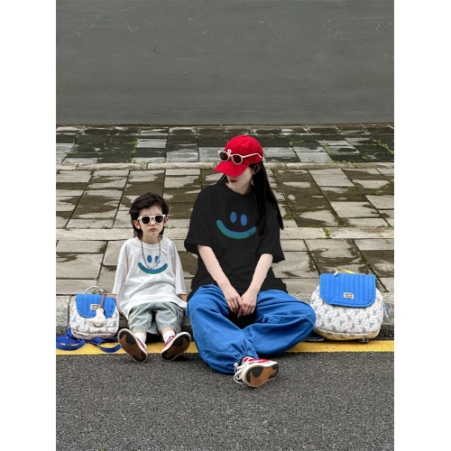 親子裝T恤母子母女裝一家三口四口夏季短袖T恤海邊旅遊度假全家裝