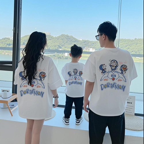 特別的親子裝T恤短袖純棉夏季2025新款超火一家三口母子半袖上衣t