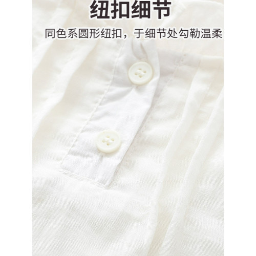 女童短袖襯衫夏季2025新款兒童夏裝立領上衣服娃娃衫女孩薄款襯衣