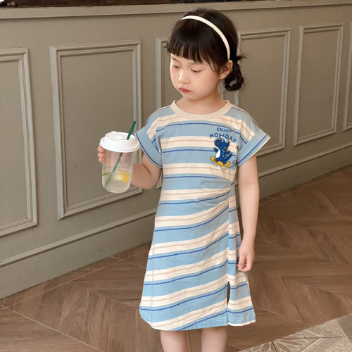 韓版炸街親子裝夏季T恤一家三口2025新款嬰兒母子母女短袖連衣裙