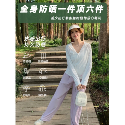 2025新款防曬衣女夏季冰絲防紫外線原紗型寬松連帽透氣防曬服外套