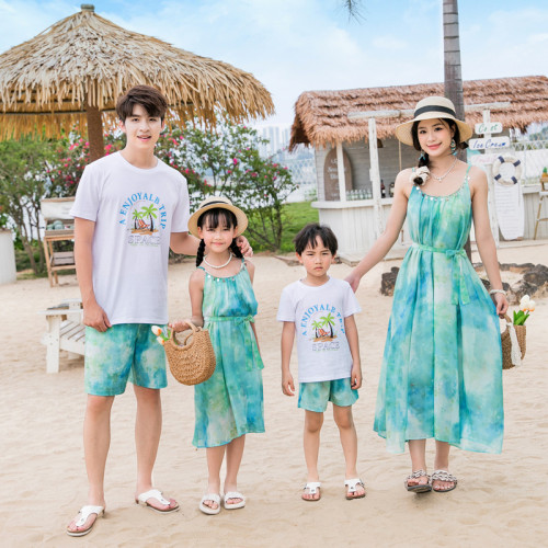 親子裝夏裝全家裝母女裝家庭海邊一家三口四口沙灘裝度假波西米亞