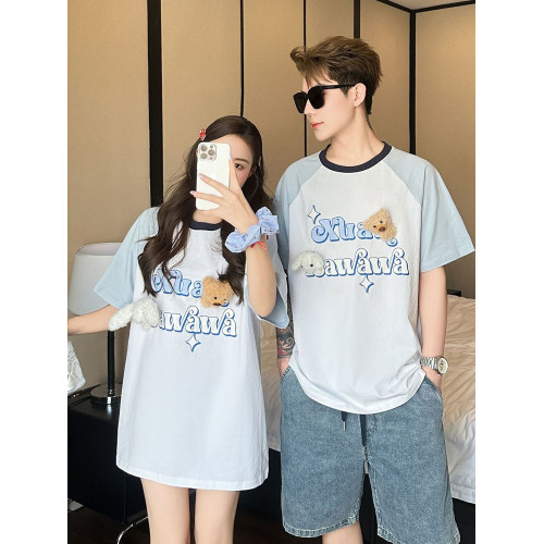 插肩袖多巴胺親子裝夏裝短袖t恤小月齡一家三口四口母子母女裝潮