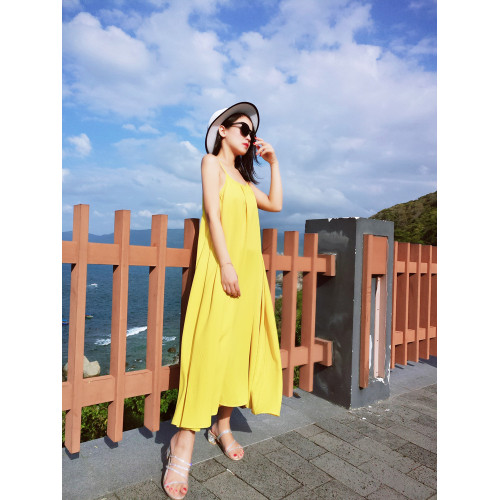 親子裝2023夏裝新款潮母女裝洋氣連衣裙海邊度假長裙大露背沙灘裙