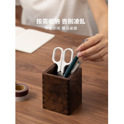 梵瀚 黑胡桃木化妝刷收納筒高級復古梳妝台粉底刷眼影刷收納盒