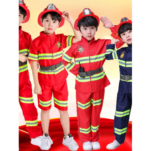 兒童消防員衣服套裝演出服服裝小孩職業體騐角色扮演親子裝消防員