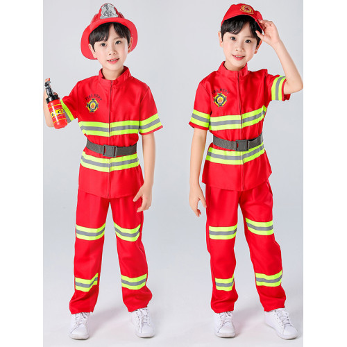 兒童消防員衣服套裝演出服服裝小孩職業體騐角色扮演親子裝消防員