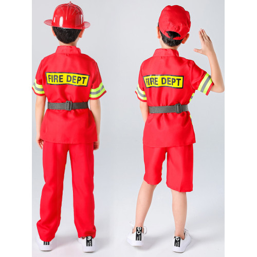 兒童消防員衣服套裝演出服服裝小孩職業體騐角色扮演親子裝消防員