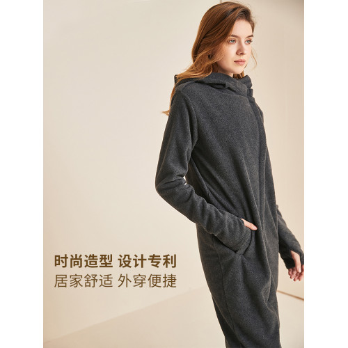 北歐連體衣男女情侶秋冬連帽連衣褲運動服寬松家居服連體睡衣一體