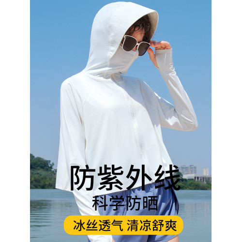冰絲防曬衣女新款防紫外線大帽簷遮陽透氣披肩外套寬松短款防曬服