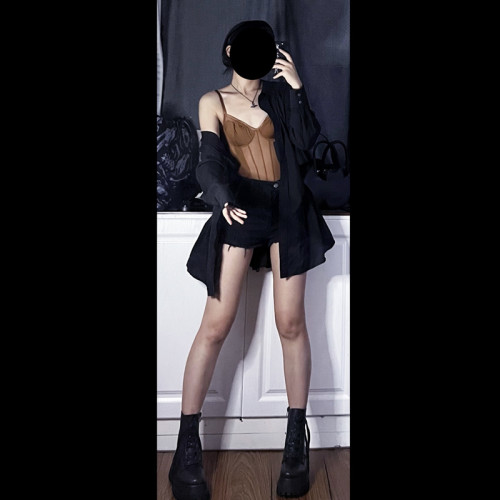吊帶背心女內搭春夏季外穿歐美修身性感魚骨短上衣辣妹蕾絲連體衣