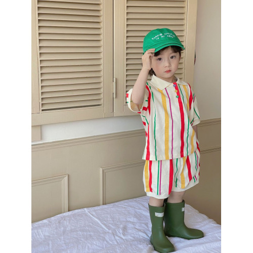 2025兄妹裝兒童短袖姐弟裝夏季條紋韓系男女童親子裝洋氣套裝夏款