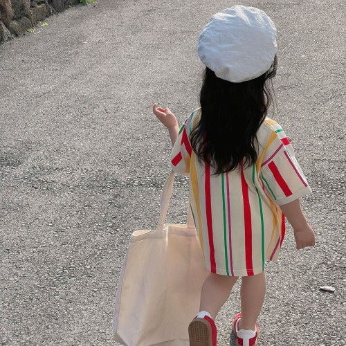 2025兄妹裝兒童短袖姐弟裝夏季條紋韓系男女童親子裝洋氣套裝夏款
