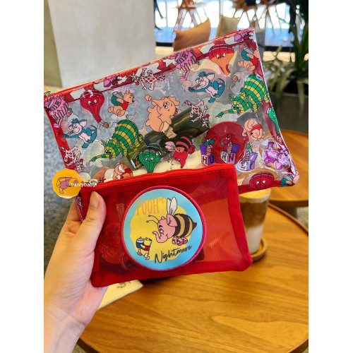 可愛噗噗pvc收納包兩件套小熊防水化妝包維尼透明洗漱包 可愛噗噗pvc收納包兩件套小熊防水化妝包維尼透明洗漱包