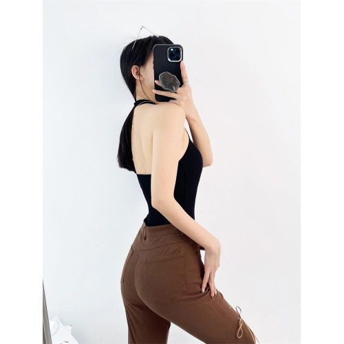 歐美小背心甜酷內搭夏季掛脖吊帶連體衣網紅爆款2023內搭上衣女