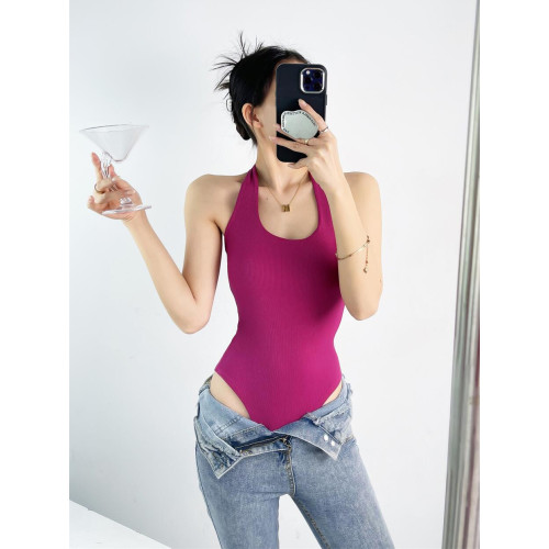歐美小背心甜酷內搭夏季掛脖吊帶連體衣網紅爆款2023內搭上衣女