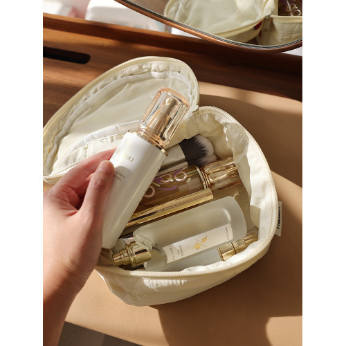 手提立體化妝包水果花朵刺綉拉鍊包大容量柔軟女生可攜式收納手包
